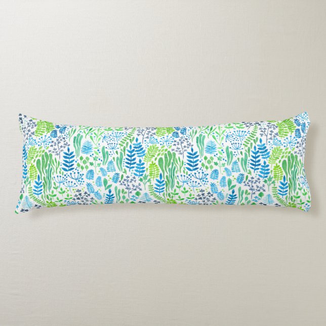 Watercolor floral doodles white body cushion (Front)