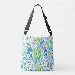 Watercolor floral doodles white crossbody bag