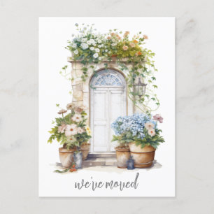 Watercolor Floral Door We Moved New Home Moving Postcard
