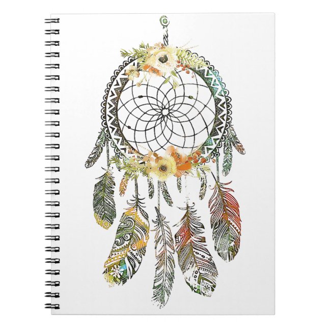 Watercolor floral dream catcher notebook (Front)