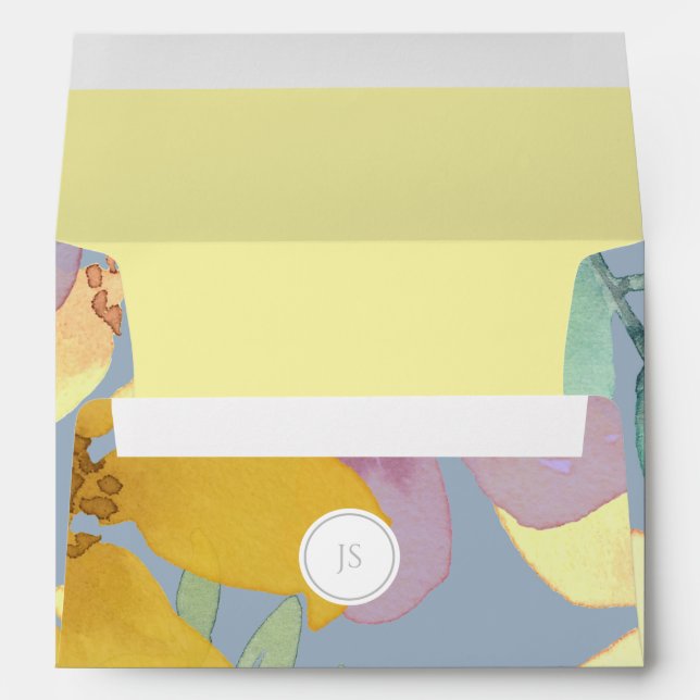 Watercolor Floral Dusty Blue  Envelope (Back (Bottom))