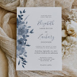 Watercolor Floral Dusty Blue Wedding Invitation<br><div class="desc">The left-hand edge of this romantic wedding invitation features a watercolor floral bouquet of dusty blue flowers and greenery. The customisable text combines handwriting,  copperplate and italic fonts in dusty blue and charcoal grey on a white background. The reverse side is a coordinating solid dusty blue.</div>