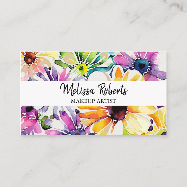 Watercolor Floral dusty QR logo photo  Business Card (Front)