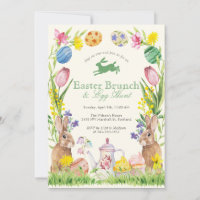 Watercolor Floral Easter Brunch Egg Bunny Teapot