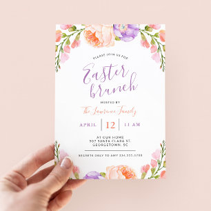 Watercolor Floral Easter Brunch Party Invitation