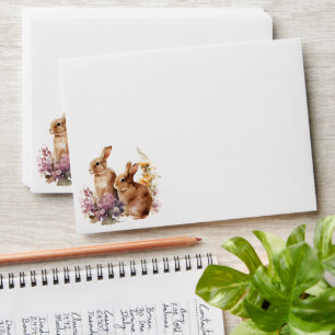 Watercolor Floral Easter Bunny Envelope