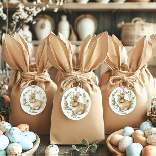 Watercolor Floral Easter Bunny Favour Tags