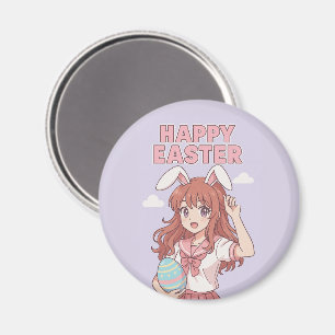 Watercolor Floral Easter Bunny Magnet