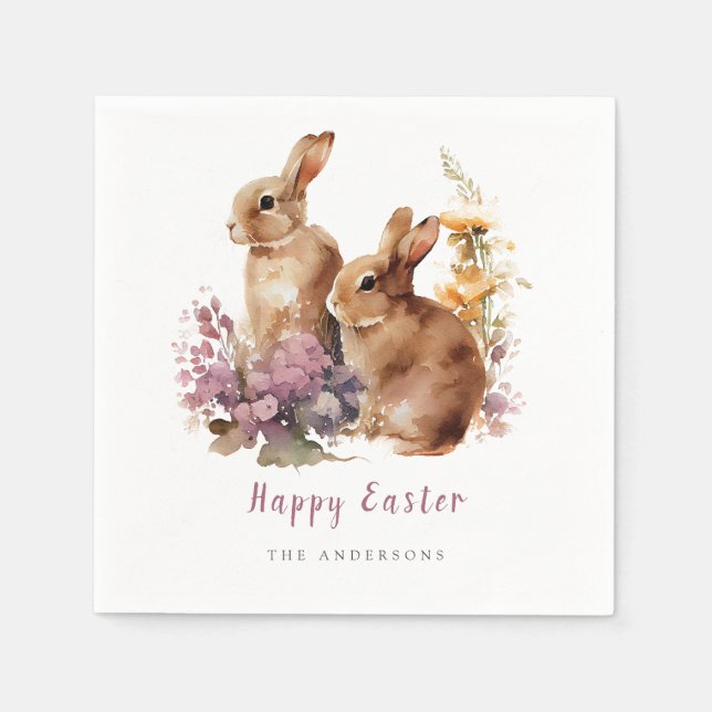 Watercolor Floral Easter Napkins (Front)