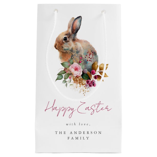 Watercolor Floral Easter Small Gift Bag (Front)