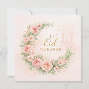 Watercolor Floral Eid Mubarak Card – Romantic Isla