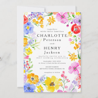 Watercolor Floral Elegant Bołd Wedding Invitation