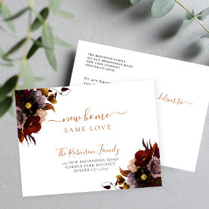 Watercolor floral elegant chic moving announcement postcard