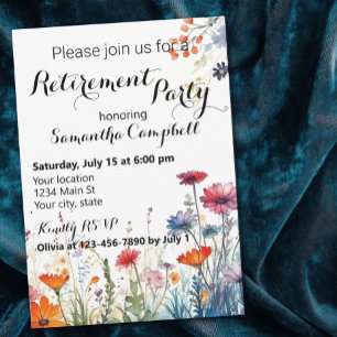 Watercolor Floral Elegant Retirement Party  Invitation