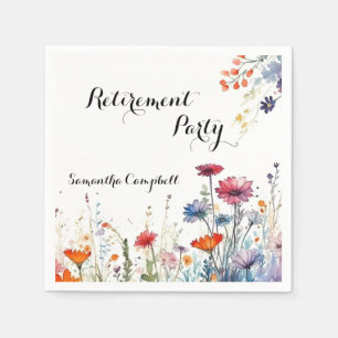 Watercolor Floral Elegant Retirement Party  Napkin