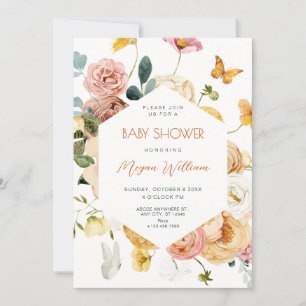 Watercolor floral elegant wedding invitation