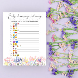 Watercolor floral Emoji picture game baby shower