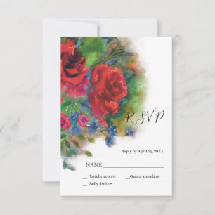 Watercolor Floral Enchanted Roses RSVP Card