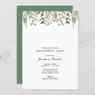 Watercolor Floral Engagement Party Invitation