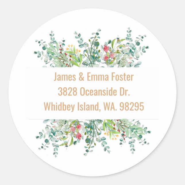 Watercolor Floral Envelope Address Seal (Front)