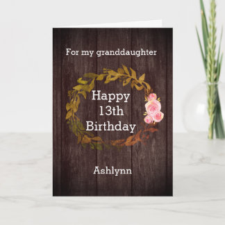 Watercolor Floral Fall 13th Birthday Granddaughter Card