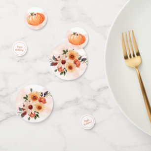 Watercolor Floral Fall Birthday Confetti