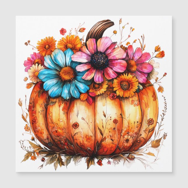Watercolor Floral Fall Pumpkin (Front)