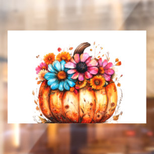 Watercolor Floral Fall Pumpkin