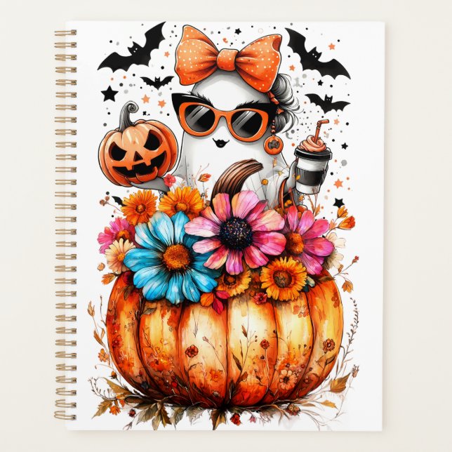 Watercolor Floral Fall Pumpkin Planner (Front)