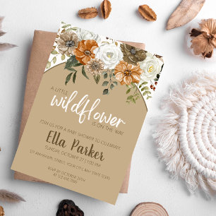 Watercolor Floral Fall Wildflower Baby Shower Invitation