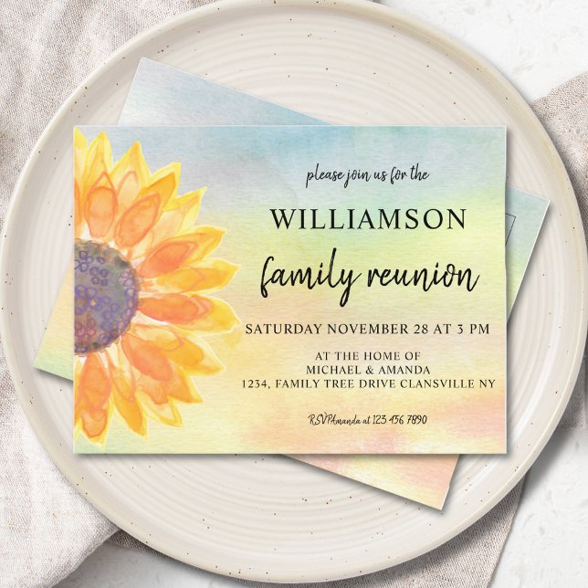 Watercolor Floral Family Reunion Announcement Postcard (Creator Uploaded)