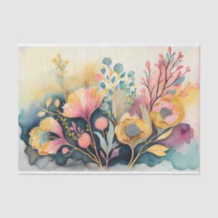 Watercolor Floral Fantastical Whimsical Decoupage Tissue Paper
