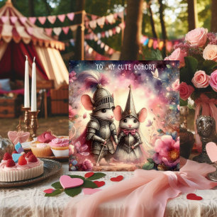 Watercolor Floral Fantasy Romance Mouse Valentine  Holiday Card