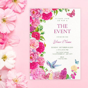 Watercolor floral fauna bloom  invitation