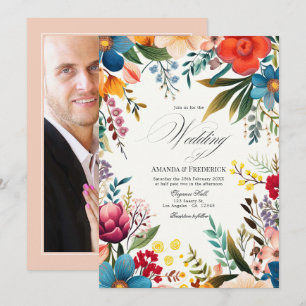 Watercolor Floral Fiesta Wedding Photo Template