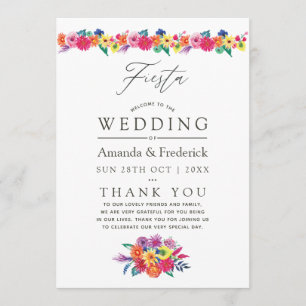 Watercolor Floral Fiesta Wedding Programme