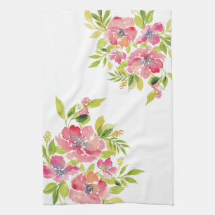 Watercolor floral flower pattern Kitchen Towels