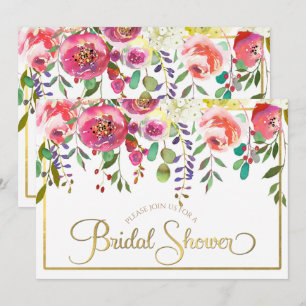 Watercolor Floral Flowers Modern Bridal Shower Invitation