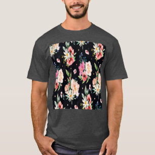 Watercolor Floral Flowers Spring Summer Pattern T-Shirt