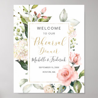 Watercolor floral, foliage Rehearsal Dinner Sign
