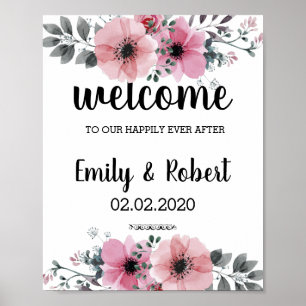 watercolor Floral Foliage Wedding Poster
