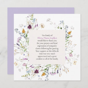 Watercolor Floral Funeral Thank You Note Card
