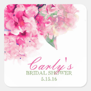 Watercolor Floral Fuschia Stickers Labels