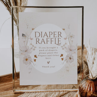Watercolor Floral Garden Baby Shower Diaper Sign