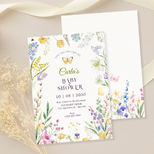 Watercolor floral garden baby shower invitation