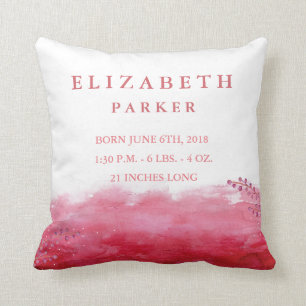 Watercolor Floral Garden Baby Stats Pillow