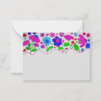 Watercolor Floral Garden Border Flat Note Card