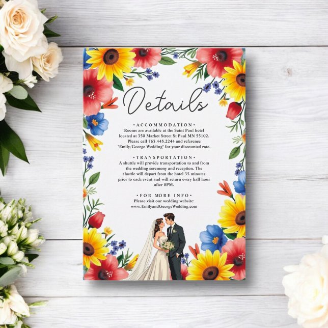 Watercolor Floral Garden Couple Summer Wedding Enclosure Card (Creator Uploaded)