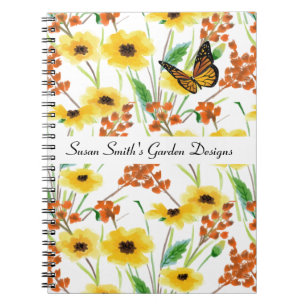 Watercolor Floral Garden Design Notebook
