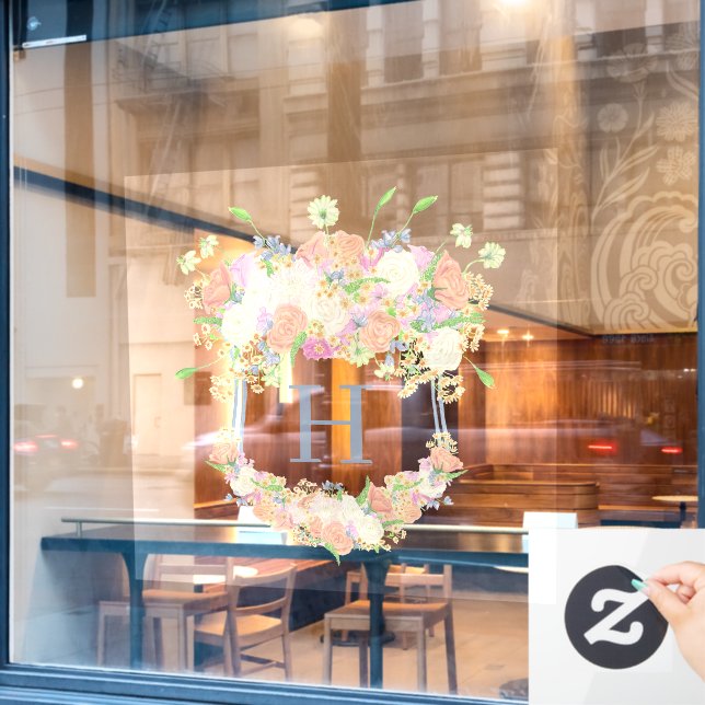 Watercolor Floral Garden Party Crest (Cafe Window)